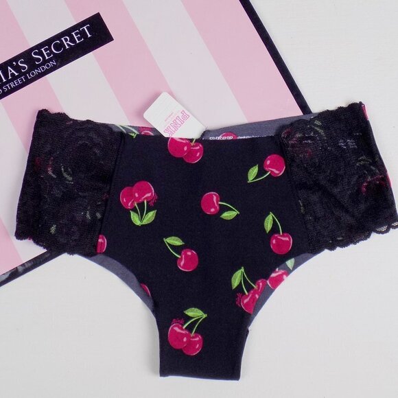 nwt VS PINK cherry fruit no show cheekster tanga lace - Picture 1 of 5